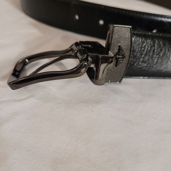 Dockers Men’s Reversible Bet Sz 38-40 Black Brown Faux Leather Silver Buckle - Picture 5 of 10